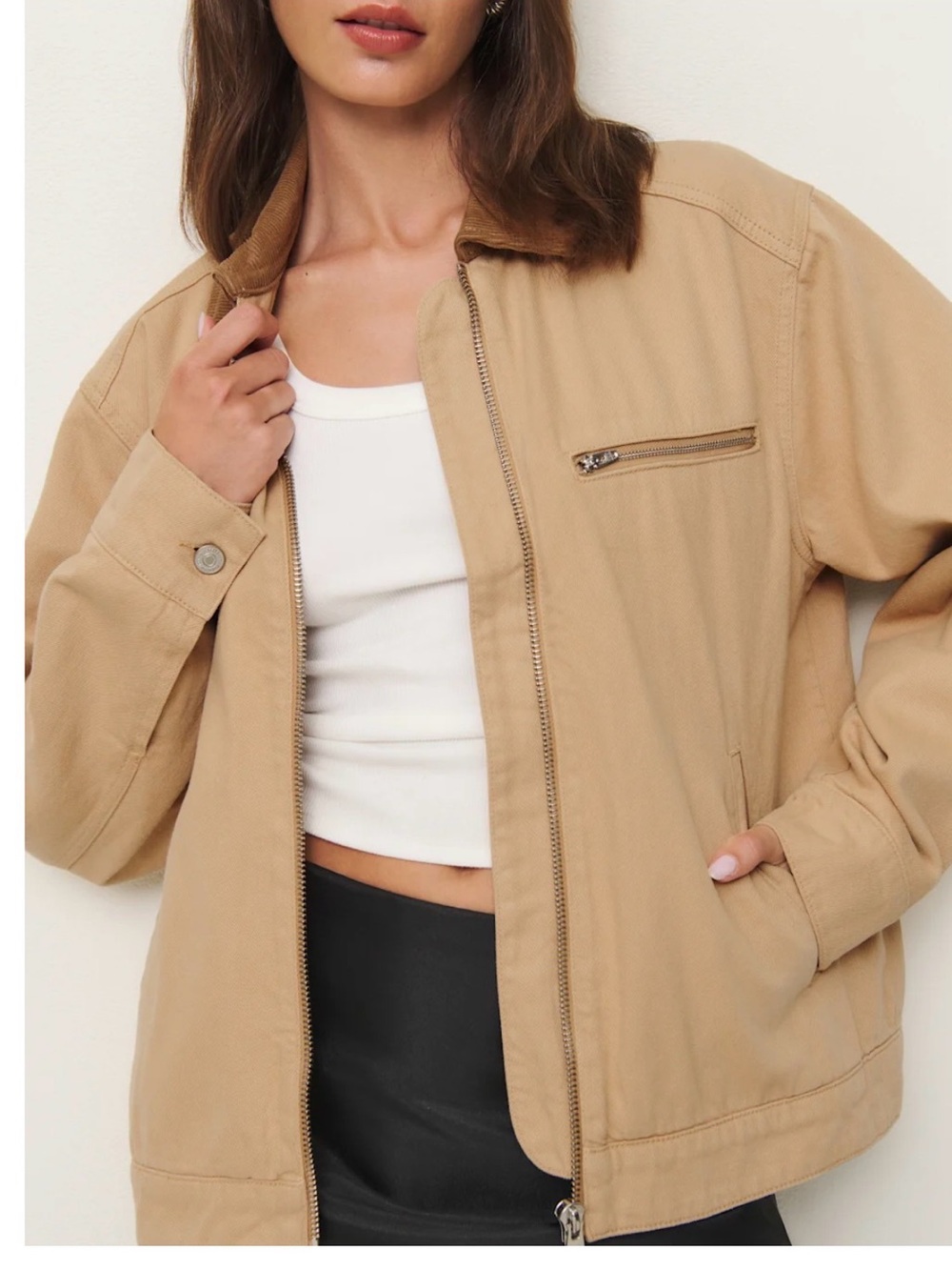 Reformation Harrison Utility Jacket Natural - Size L